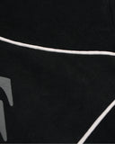 close-up of contrast side binding trim on hoodie