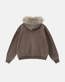 Faux Fur Collar Distressed Zip Up Hoodies | Inflation Streetwear INFLATION