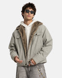 Washed Faux Fur Lined Worker Jacket | Inflation Streetwear