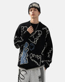 Dinosaur Graphic Crew Neck Knit Sweater | Inflation Streetwear