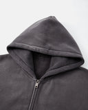 Monkey Washed Fleece Boxy Zip Up Hoodie | Inflation Streetwear