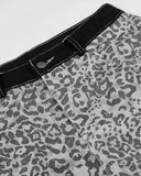 contrast black waistband detail on leopard print jeans