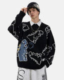 Dinosaur Graphic Crew Neck Knit Sweater | Inflation Streetwear