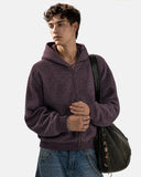 Fuzzy Stripe Boxy Zip Up Hoodie | Inflation Streetwear