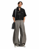 Asymmetric Pleated Barrel-Leg Suit Pants | Inflation Streetwear