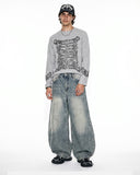 Gothic Corset Lace Up Knit Long Sleeve Tee | Inflation Streetwear