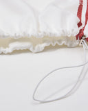 adjustable hem drawcord detail on barrel sweatpants