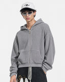 Vintage Washed Waffle Zip Up Hoodie | Inflation Streetwear