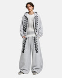 Braided Trim Boxy Zip Up Hoodie | Inflation Streetwear