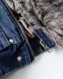 Faux Fur Padded Boxy Denim Jacket | Inflation Streetwear
