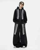Braided Trim Boxy Zip Up Hoodie | Inflation Streetwear