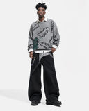 Dinosaur Graphic Crew Neck Knit Sweater | Inflation Streetwear