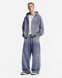 blue acid washed hoodie and sweatpant set