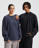 Distressed Aicd Wash Oversized  Long Sleeve Tees | Inflation Streetwear INFLATION