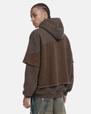 Washed Layered Raw Edge Boxy Hoodie | Inflation Streetwear