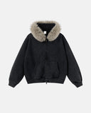 Faux Fur Collar Distressed Zip Up Hoodies | Inflation Streetwear INFLATION