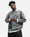 Dinosaur Graphic Crew Neck Knit Sweater | Inflation Streetwear