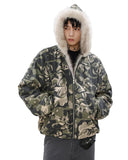 Camo Faux Fur Padded Hooded Jacket | INFLATION Streetwear INFLATION