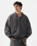 Monkey Washed Fleece Boxy Zip Up Hoodie | Inflation Streetwear