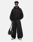 Monkey Washed Fleece Boxy Zip Up Hoodie | Inflation Streetwear