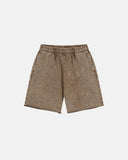 Khaki washed sweat shorts styled for casual streetwear outfits