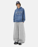 blue washed boxy hoodie full-body outfit front view