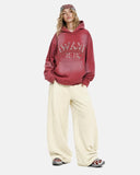 red washed rhinestone graphic hoodie full-body front view