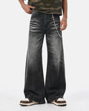 model wearing black bootcut jeans front view