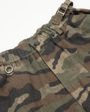 camo longline shorts with elastic waistband detail