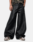 Black Graphic Wide Leg Pants | Inflation Streetwear