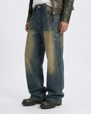 Acid Wash Rhinestone Chain Baggy Jeans | Inflation Streetwear INFLATION