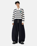 baggy barrel jeans with clasp closure