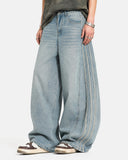 light wash denim jeans with stripe detail