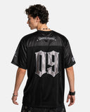 back view black mesh jersey with large 09 number detail