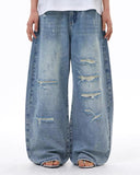 vintage wash distressed baggy jeans front view