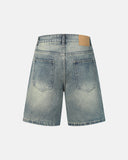 washed denim shorts faded texture