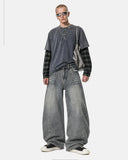vintage grey wash barrel jeansINFLATION