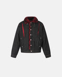 Red Faux Fur Denim Jacket | Inflation Streetwear