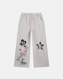 Graffiti print wide leg sweatpants front view