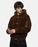 suede clasp jacket with adjustable hem belt