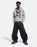 Distressed Graphic Rivet Zip Up Hoodie | Inflation Streetwear