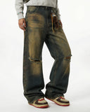 Dirty Wash Rhinestone Baggy Jeans | Inflation Streetwear INFLATION