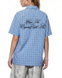 Plaid Script Embroidered Short-Sleeve Shirt | Inflation Streetwear INFLATION