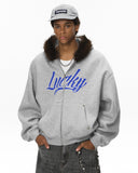 Faux Fur Collar Zip Up Hoodie Jacket  | Inflation Streetwear INFLATION