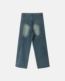 blue washed seam detail baggy jeans back view