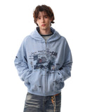 Graffiti Character Distressed Washed Zip Hoodies | Inflation Streetwear INFLATION