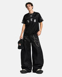 Metal Eyelet Chain Barrel Jeans | Inflation Streetwear