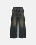 Dirty Wash Graphic Wide Leg Jeans | Inflation Streetwear