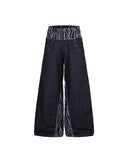 zebra pattern patchwork baggy jeans front view