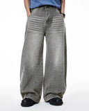 Rhinestone Washed Barrel Jeans| Inflation Streetwear INFLATION